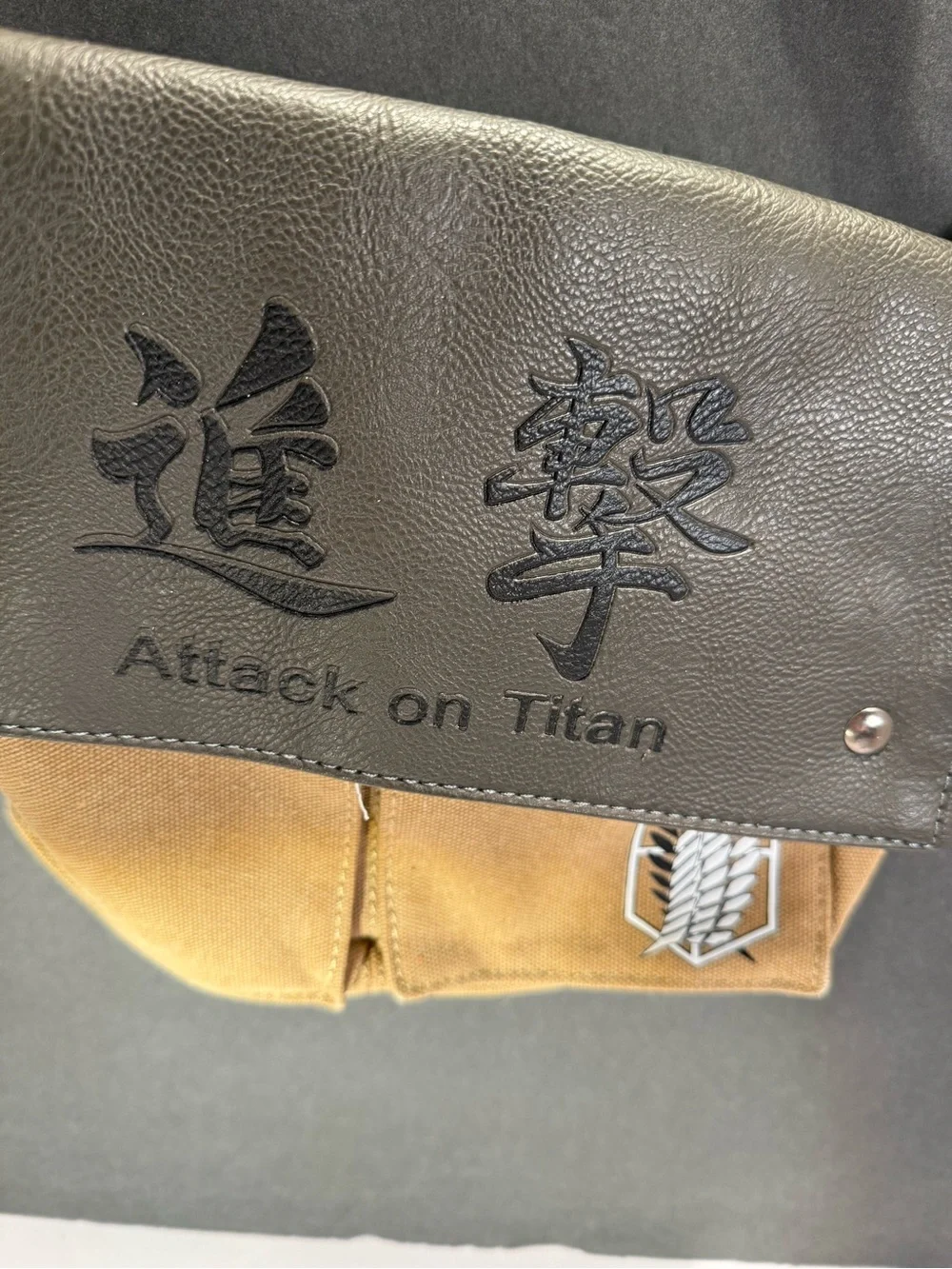 Attack on Titan Canvas Messenger Bag in Brown and Black